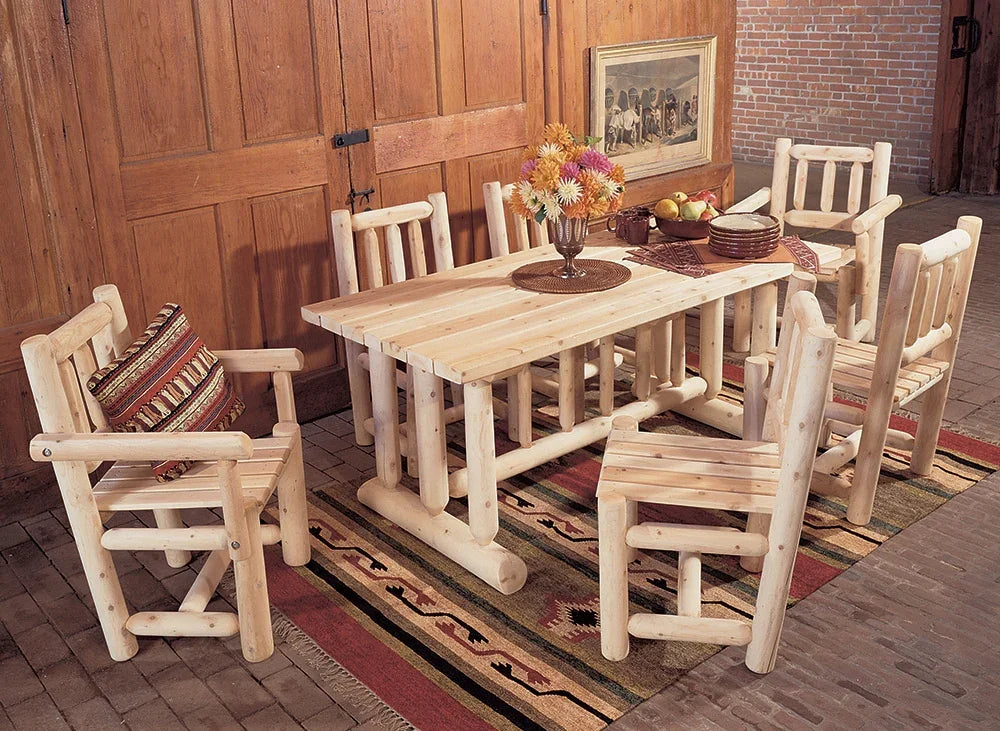 Cedar Log Harvest Farm Table Family Dining Room Table Set
