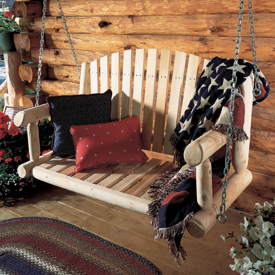 Cedar Log Porch Swing 4ft 