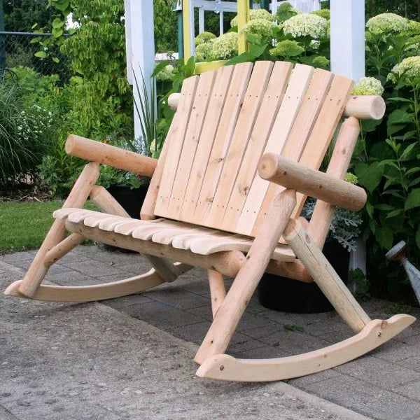 Cedar Log Rocking Love Seat