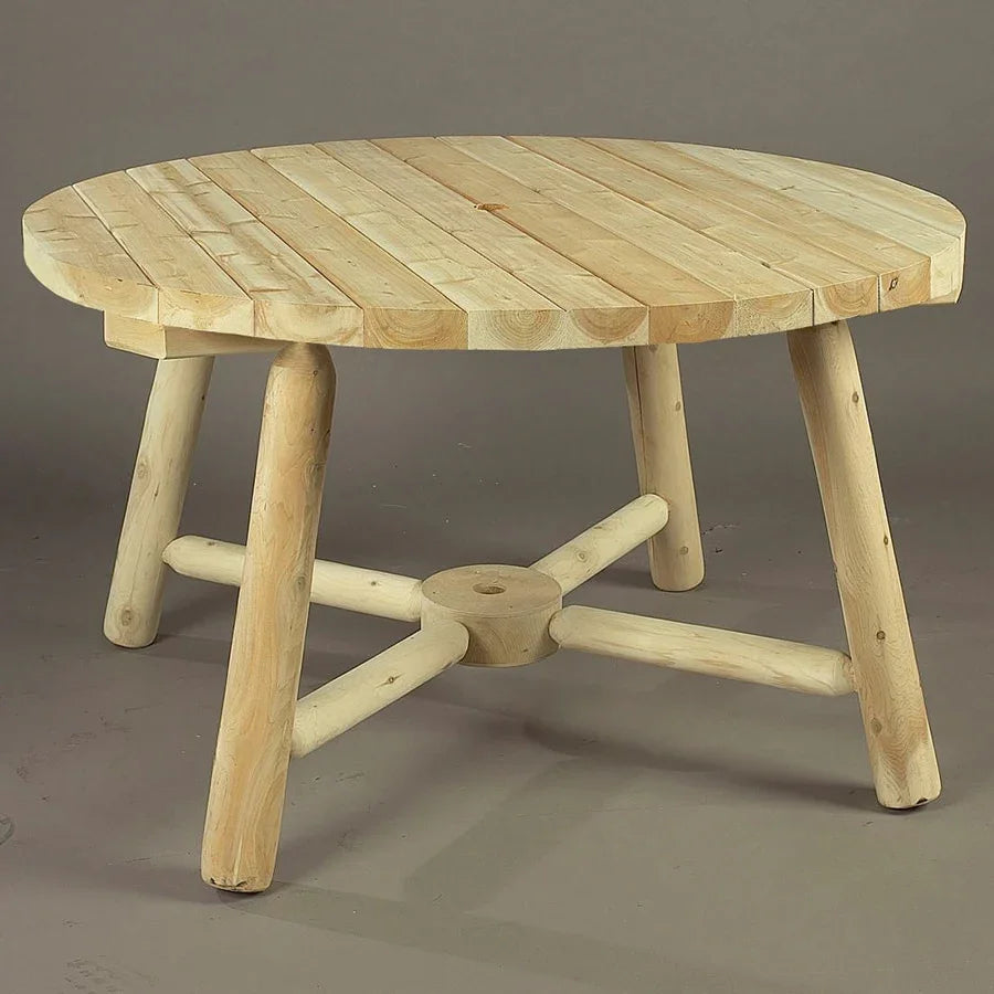 Cedar Log Round 48" Outdoor Umbrella Table