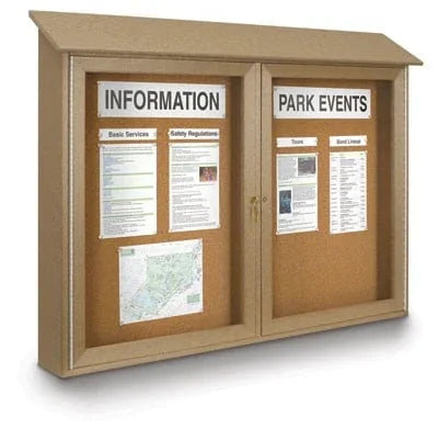 Double Door Cork Outdoor Message Board 45"x30"