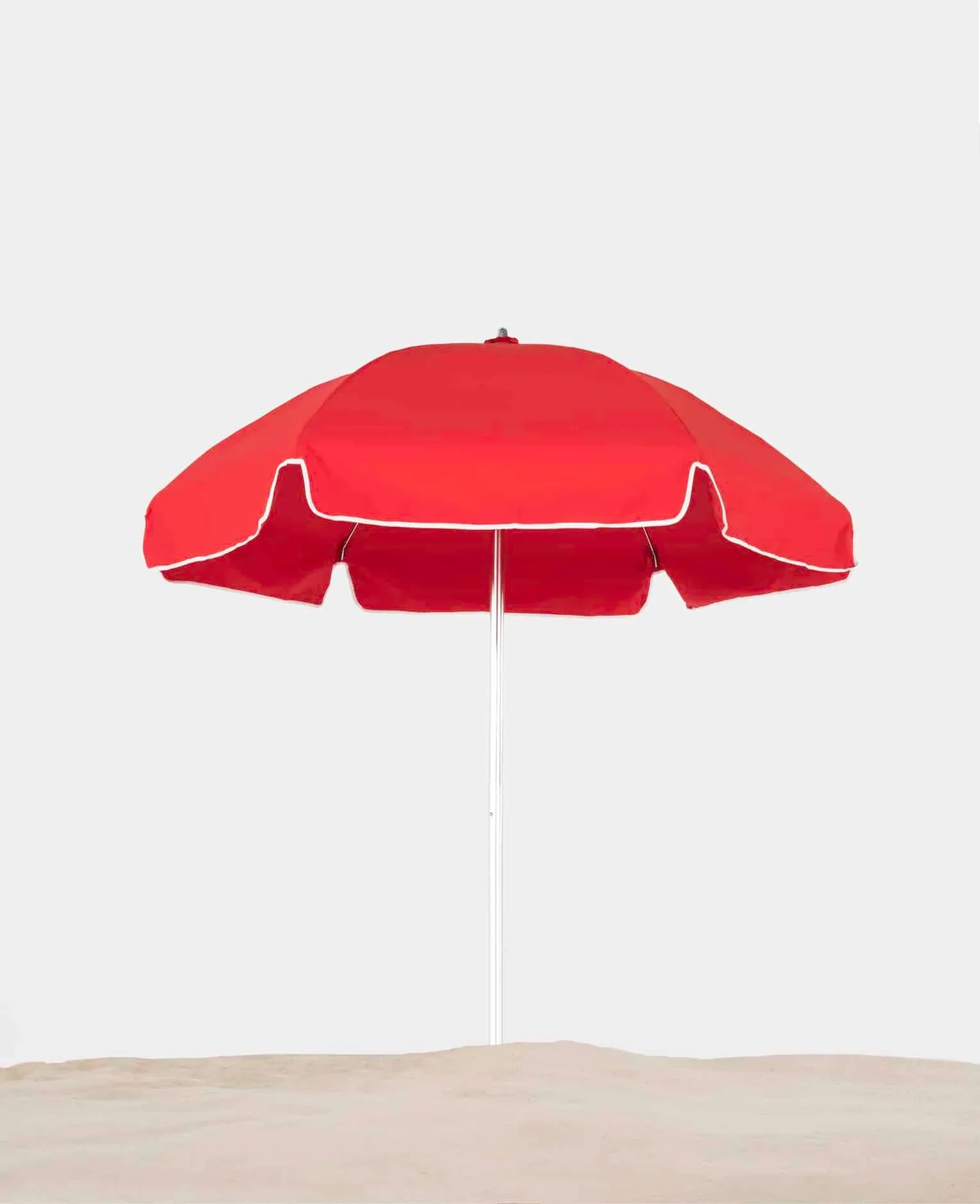 Frankford Emerald Coast, Aluminum Silver Anodized 6.5 Foot Wide, Hexagon Manual Lift Beach Umbrella