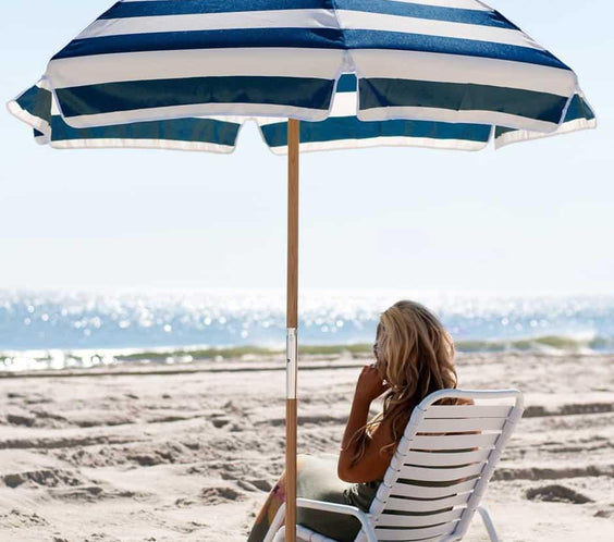 Frankford Shade Star Ash Wood 6.5' Foot Hexagon Beach Umbrella