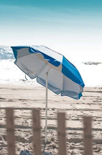 Frankford Solar Reflective Fiberglass 6' Foot Wide Hexagon Manual Tilt Beach Umbrella