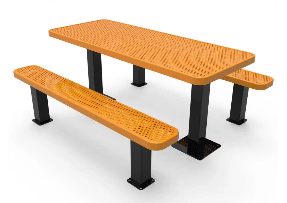 Independant Pedestal Rectangle Picnic Table - Punched Steel