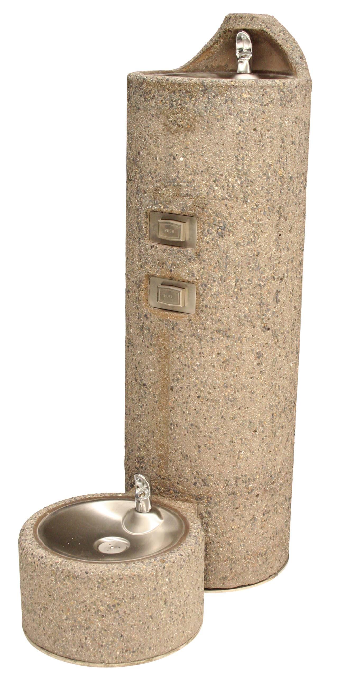 Round Concrete Pedestal Drinking Fountain