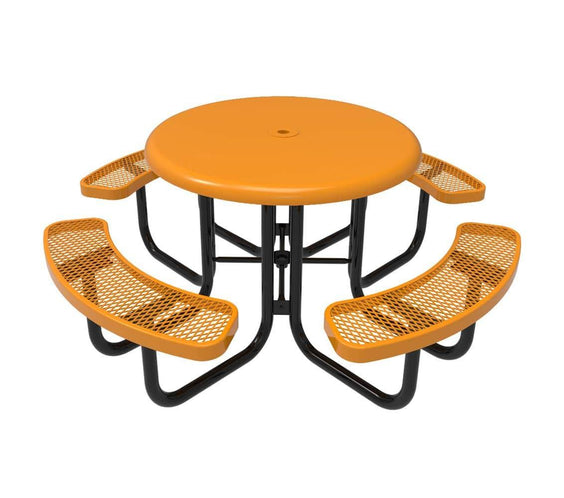 Round Solid Top Picnic Table - Portable - Expanded Metal