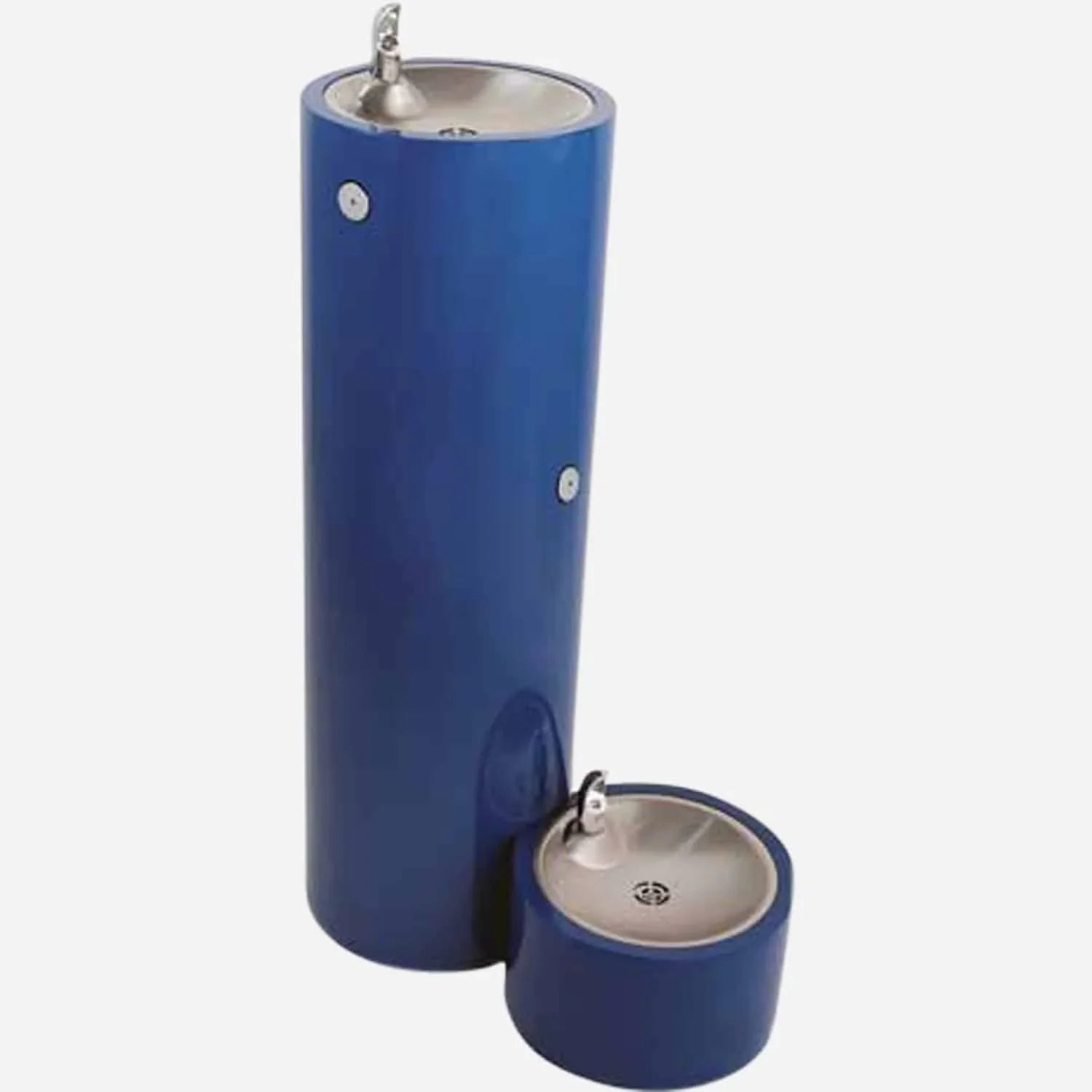 Round Stainless Steel Pedestal Drinking Fountain with Pet Bowl