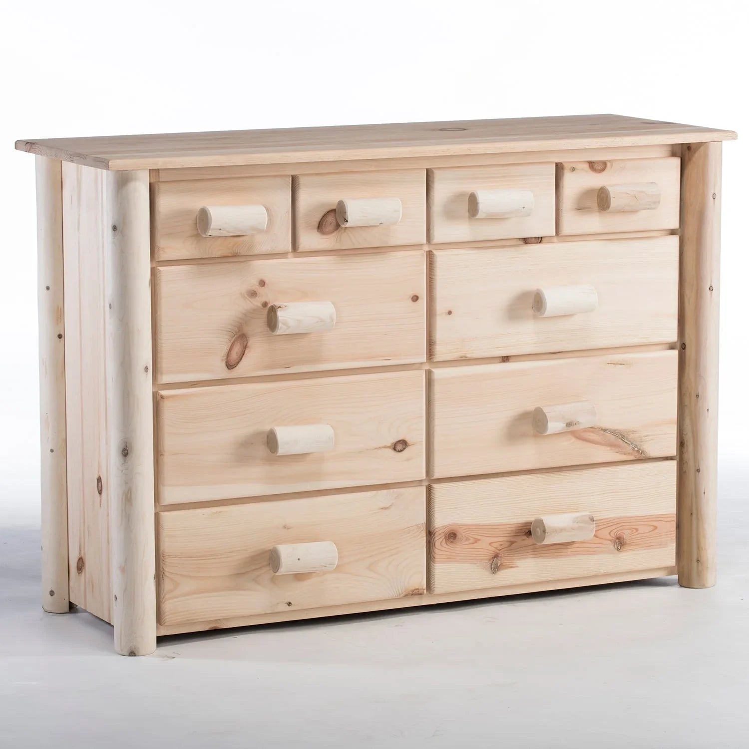 Rustic Log 10 Drawer Dresser