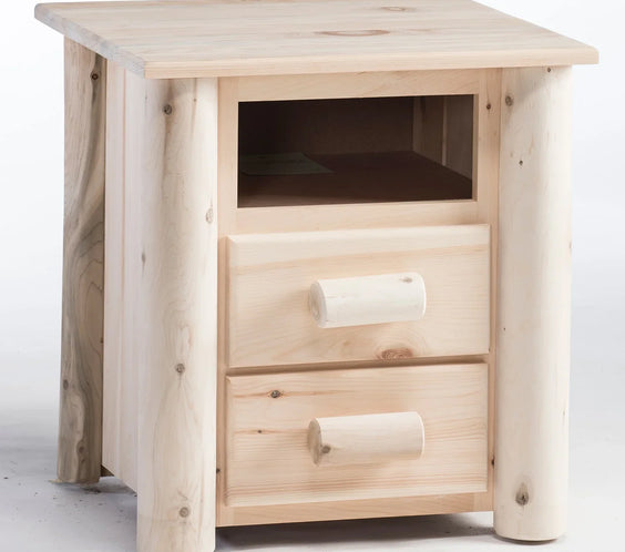 Rustic Log 2 Drawer Night Stand