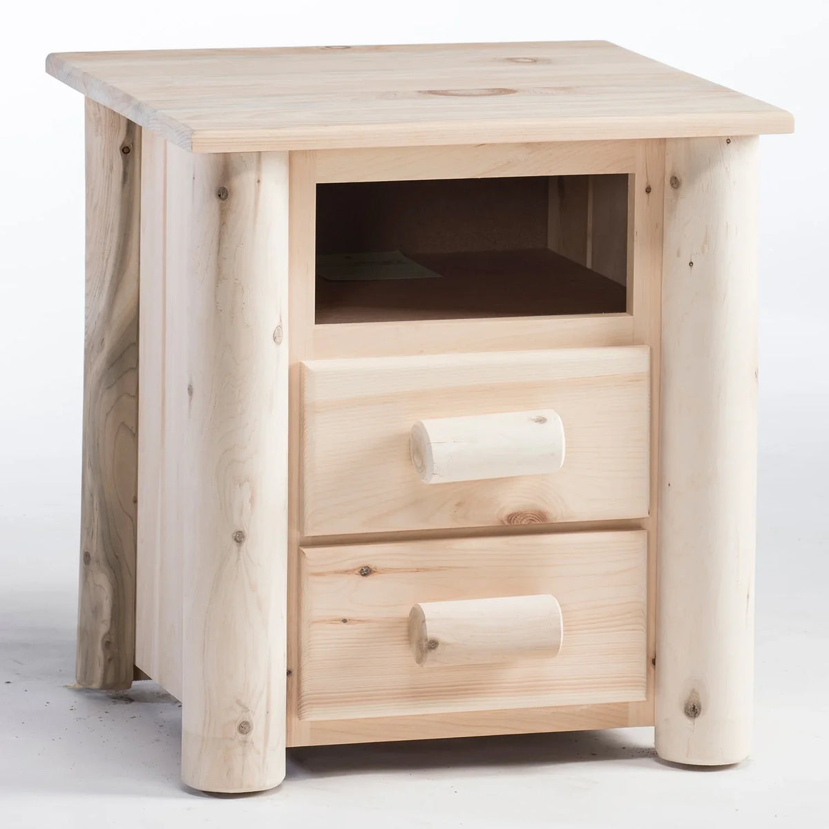Rustic Log 2 Drawer Night Stand