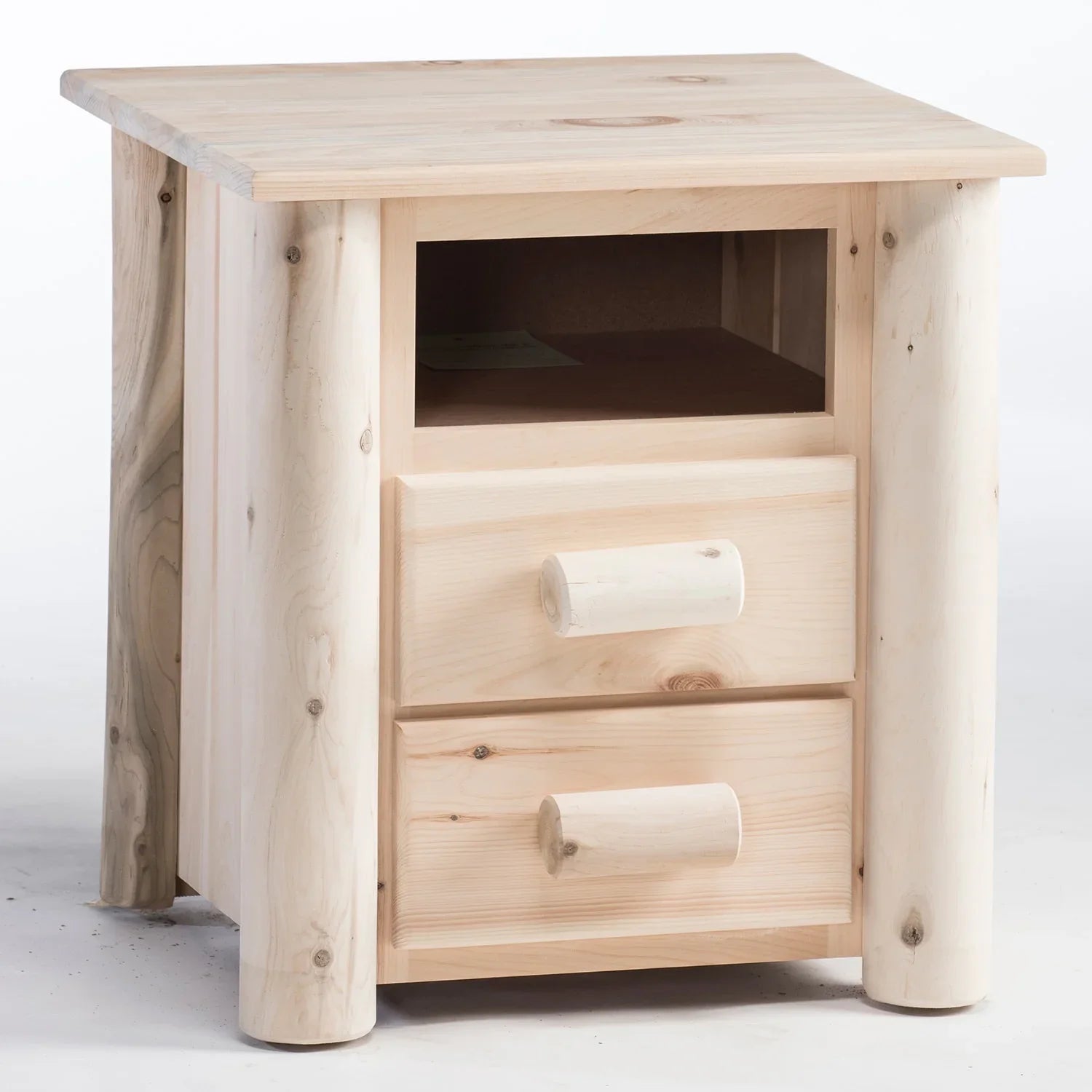 Rustic Log 2 Drawer Night Stand