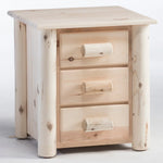 Rustic Log 3 Drawer Night Stand