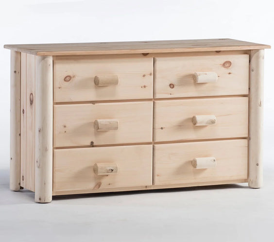 Rustic Log 6 Drawer Dresser