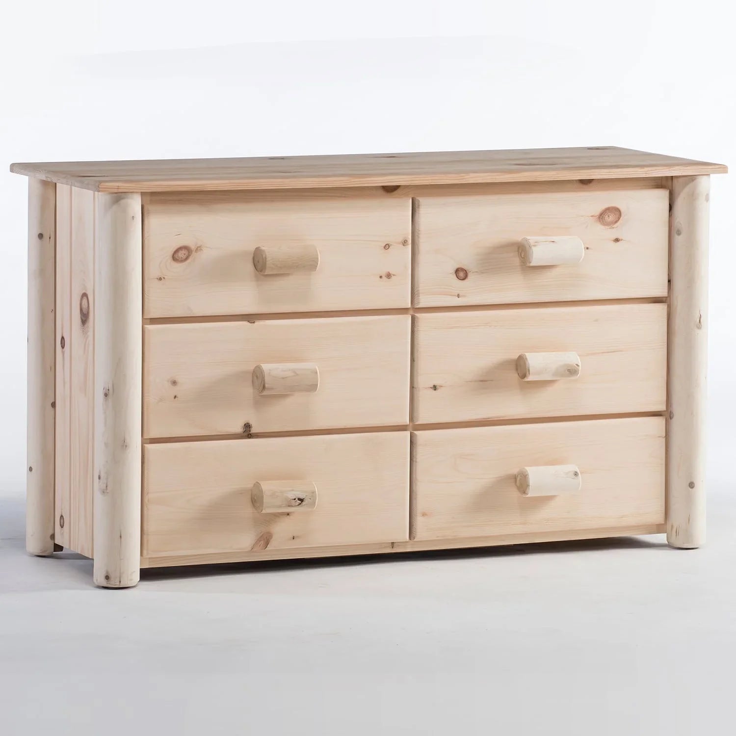 Rustic Log 6 Drawer Dresser