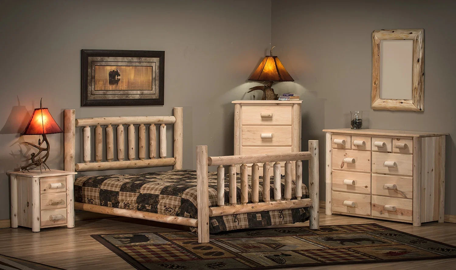 Rustic Log 6 Drawer Dresser