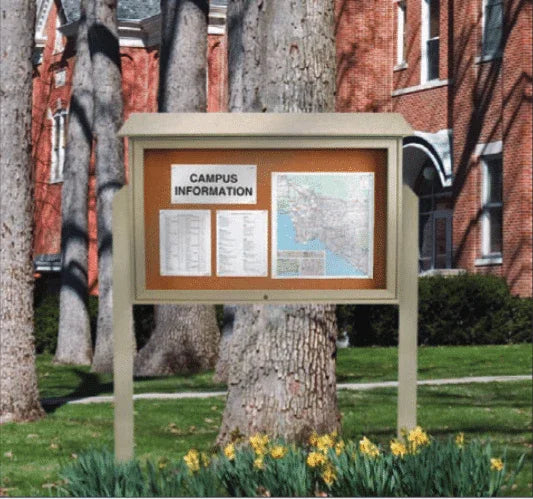 Cork Single Door Outdoor Bulletin Board  45"x30"