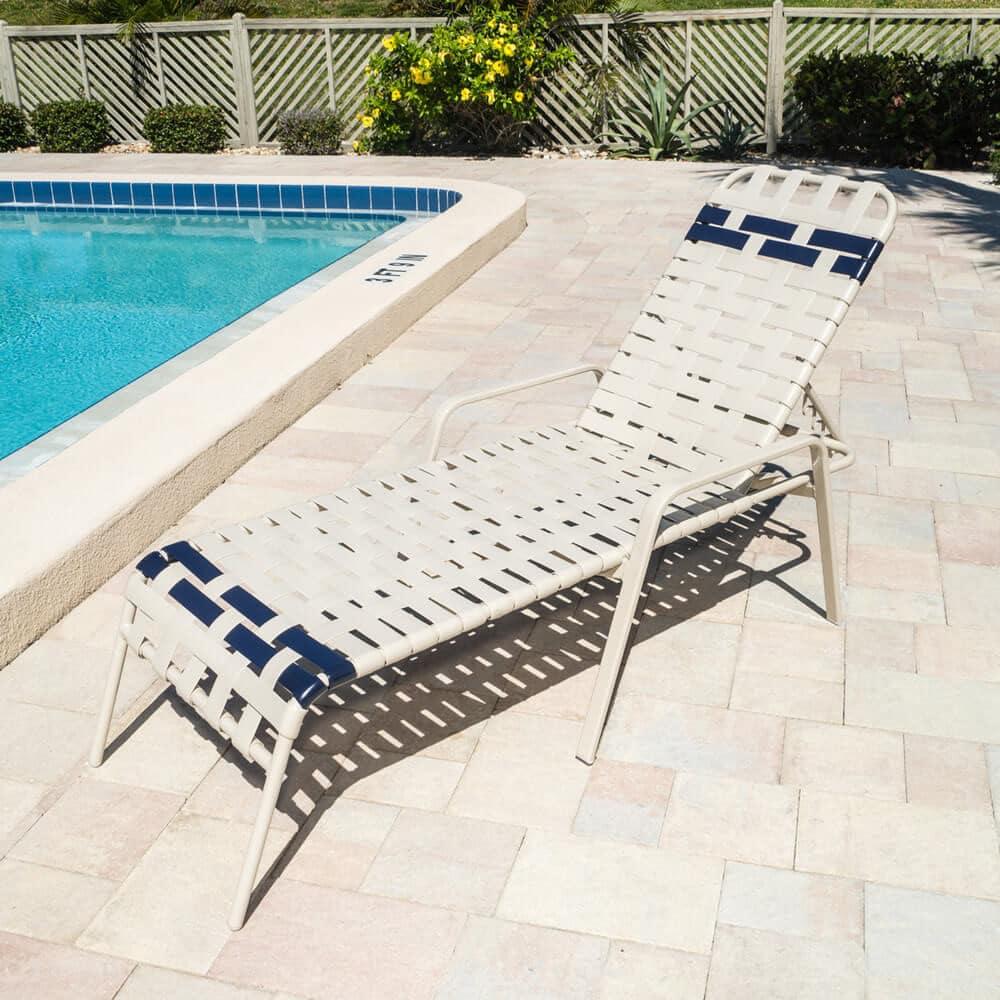 Vinyl Basket Weave Chaise Lounge - 16 in Height with Arm Rests