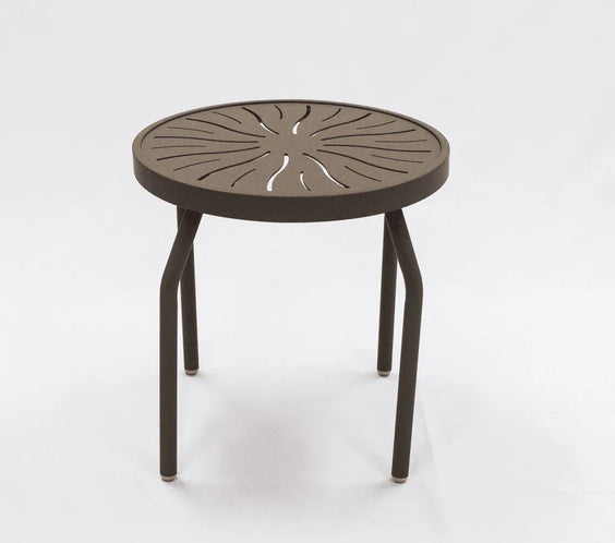Beach Club 18in Round Aluminum Pool Side Table – Punched Top, Round Legs