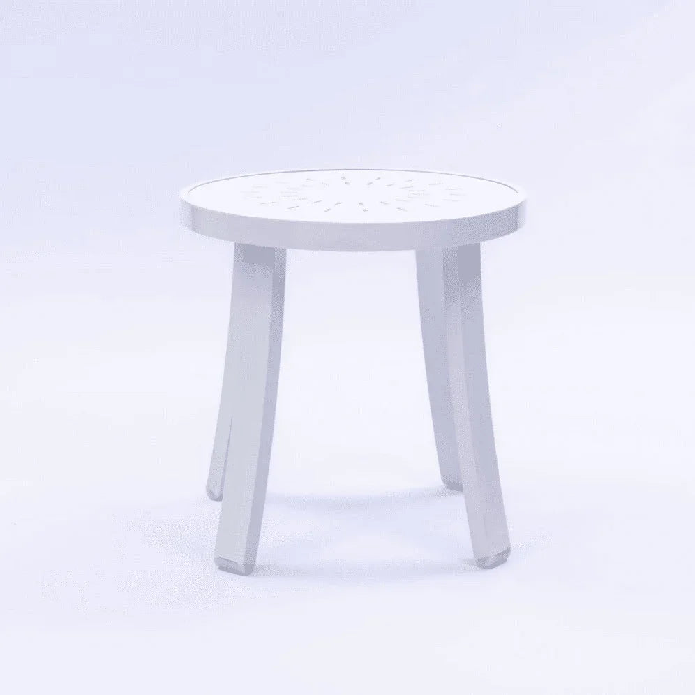 Heavy Duty 18in Round Metal Pool Side Table - Punched Top