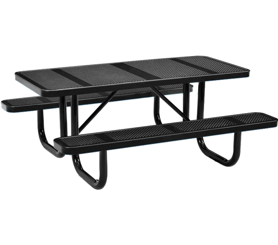 Commercial 6ft Rectangular Portable Picnic Table – Thermoplastic Punched Steel, Quick Ship