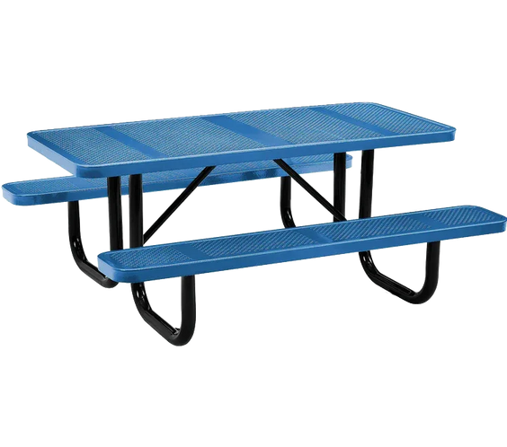 Commercial 6ft Rectangular Portable Picnic Table – Thermoplastic Punched Steel, Quick Ship