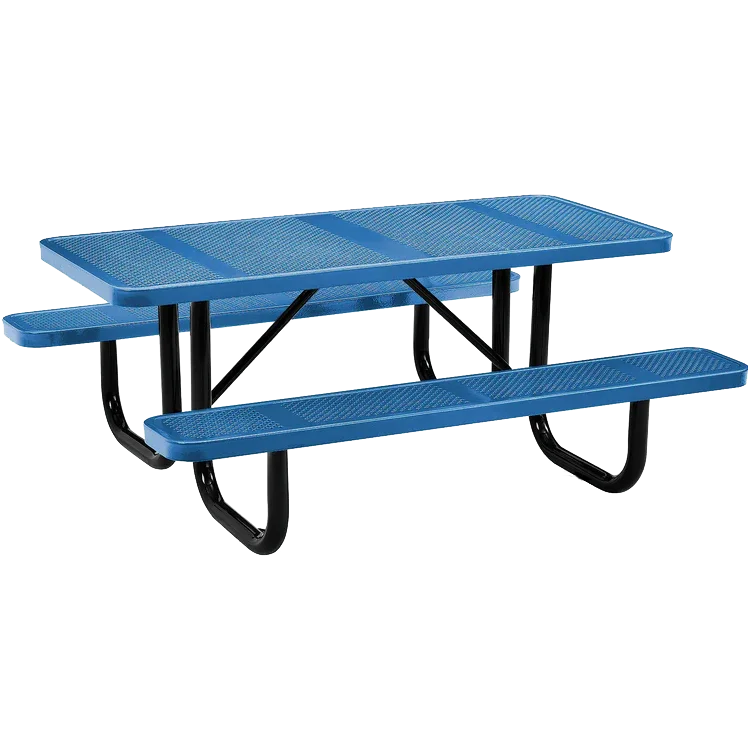 Commercial 6ft Rectangular Portable Picnic Table – Thermoplastic Punched Steel, Quick Ship