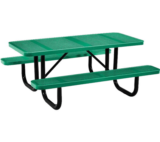 Commercial 6ft Rectangular Portable Picnic Table – Thermoplastic Punched Steel, Quick Ship