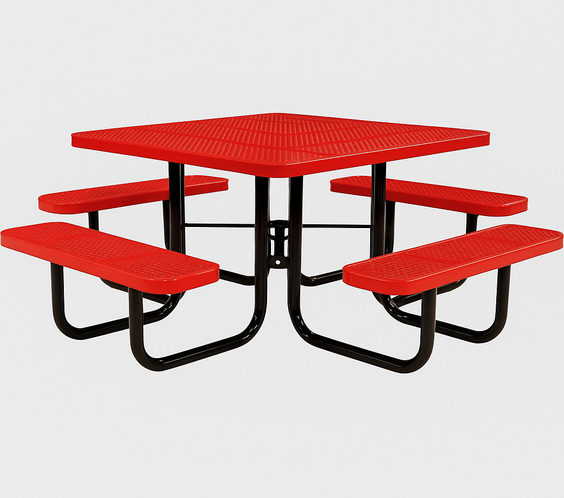 Commercial 46in Square Portable Picnic Table – Thermoplastic Punched Steel, UL Certified