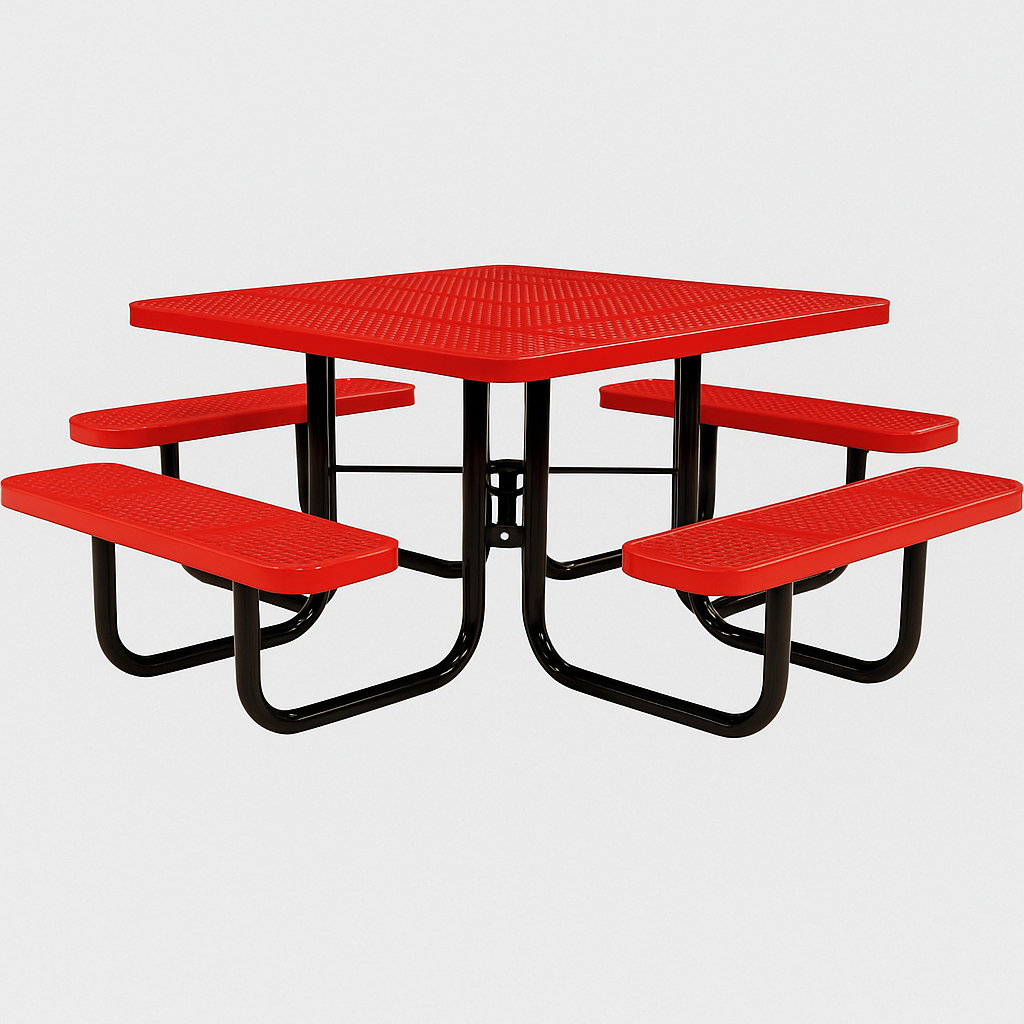 Commercial 46in Square Portable Picnic Table – Thermoplastic Punched Steel, UL Certified