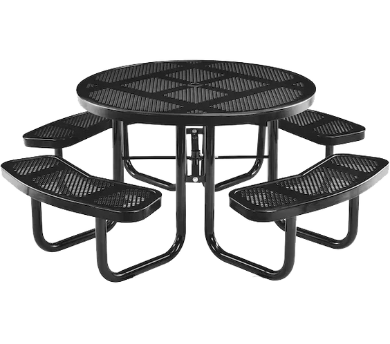Commercial 46in Round Portable Picnic Table – Thermoplastic Punched Steel, UL Certified