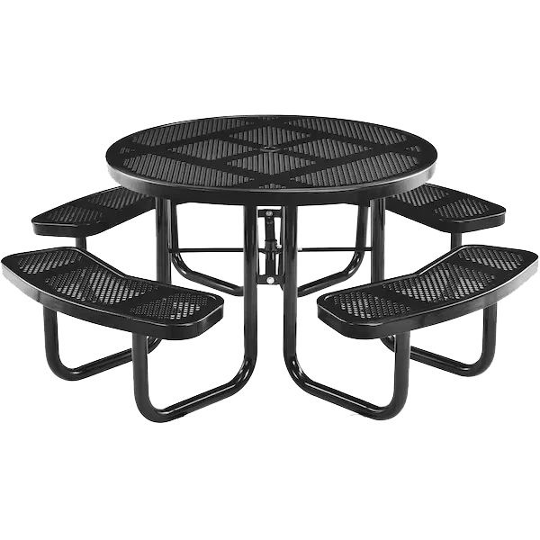 Commercial 46in Round Portable Picnic Table – Thermoplastic Punched Steel, UL Certified