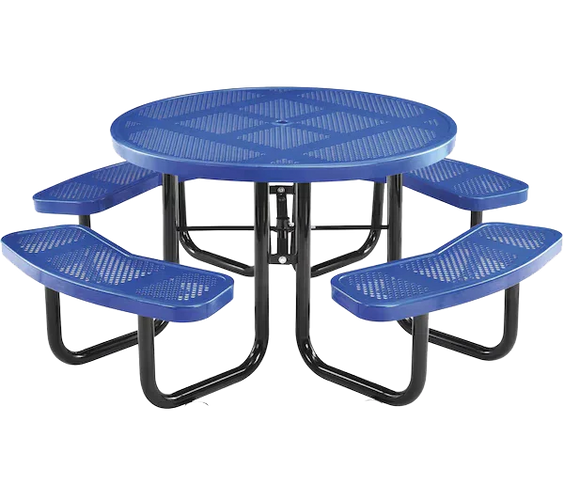 Commercial 46in Round Portable Picnic Table – Thermoplastic Punched Steel, UL Certified