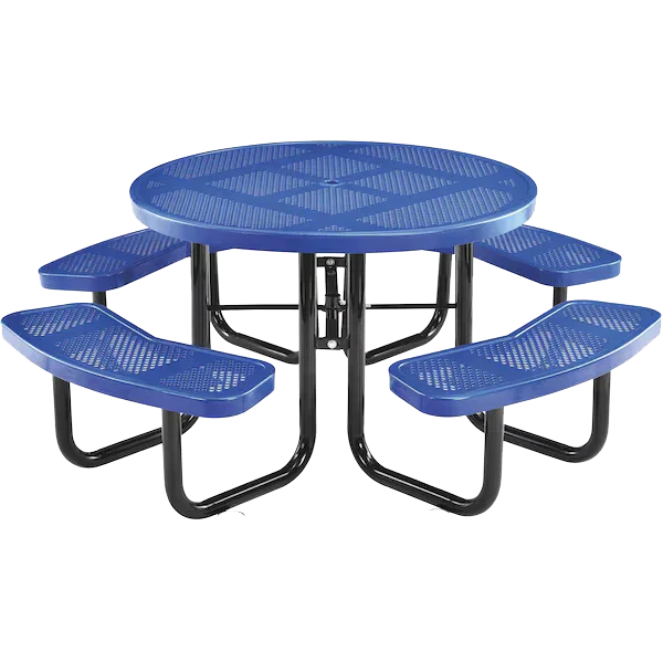Commercial 46in Round Portable Picnic Table – Thermoplastic Punched Steel, UL Certified