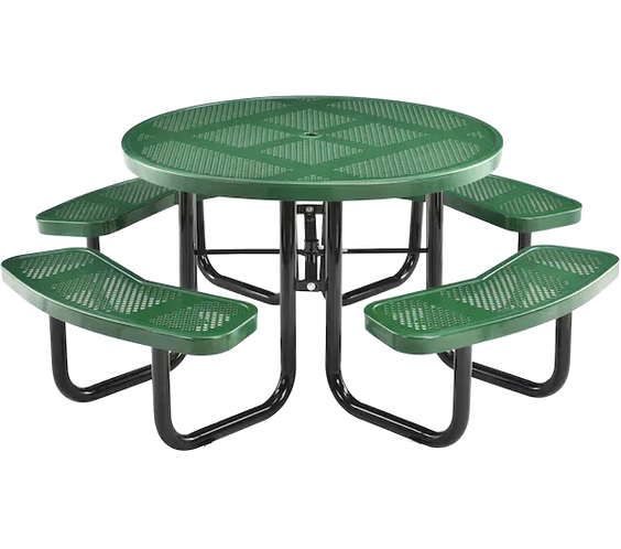 Commercial 46in Round Portable Picnic Table – Thermoplastic Punched Steel, UL Certified