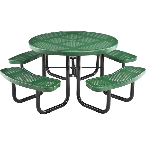 Commercial 46in Round Portable Picnic Table – Thermoplastic Punched Steel, UL Certified