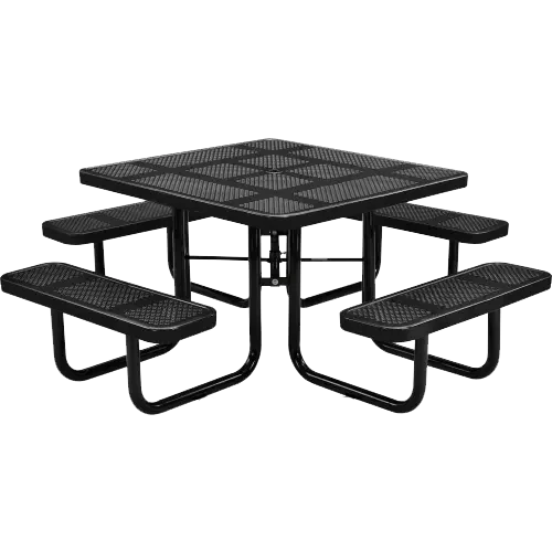 Commercial 46in Square Portable Picnic Table – Thermoplastic Punched Steel, UL Certified