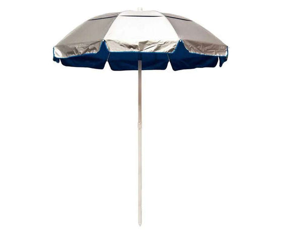 Quick Ship Solar Reflective 6 Foot Hexagon Fiberglass Beach Umbrella – UV Coated Silver Canopy - Outdoorsiness
