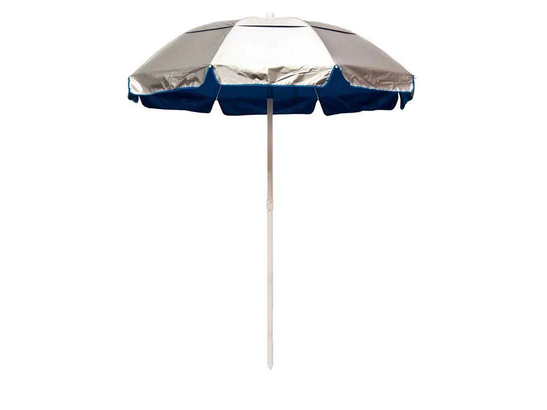 Quick Ship Solar Reflective 6 Foot Hexagon Fiberglass Beach Umbrella – UV Coated Silver Canopy - Outdoorsiness