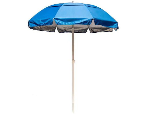 Quick Ship Solar Reflective 6 Foot Hexagon Fiberglass Beach Umbrella – UV Coated Silver Canopy - Outdoorsiness