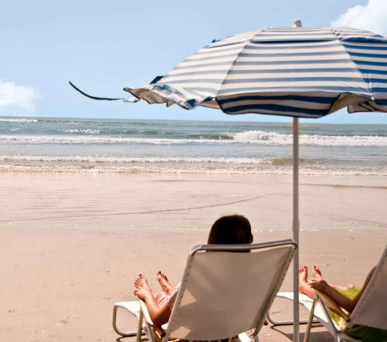 Quick Ship Solar Reflective 6 Foot Hexagon Fiberglass Beach Umbrella – UV Coated Silver Canopy - Outdoorsiness