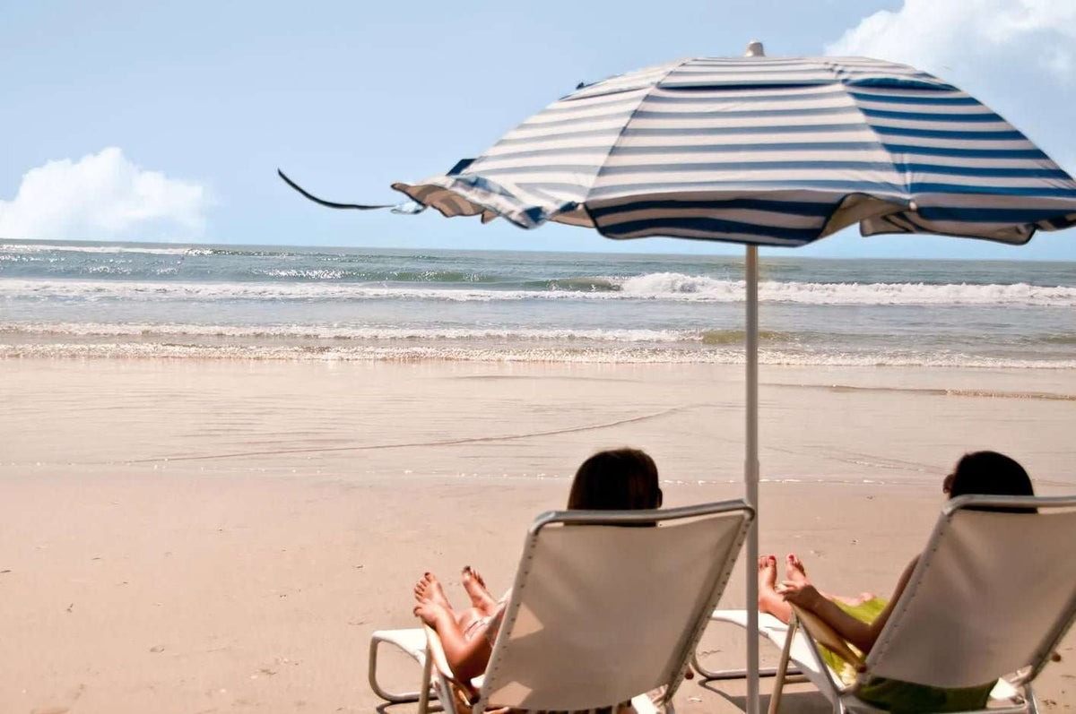 Quick Ship Solar Reflective 6 Foot Hexagon Fiberglass Beach Umbrella – UV Coated Silver Canopy - Outdoorsiness