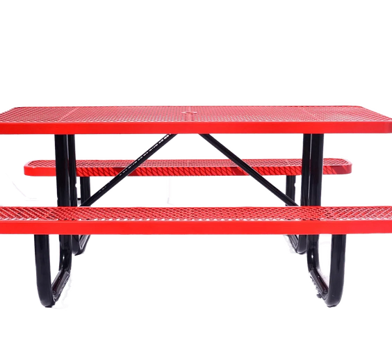 Outdoorsiness 6ft Rectangular Expanded Metal Picnic Table, Black - UL Certified, Thermoplastic Coated, Commercial Grade