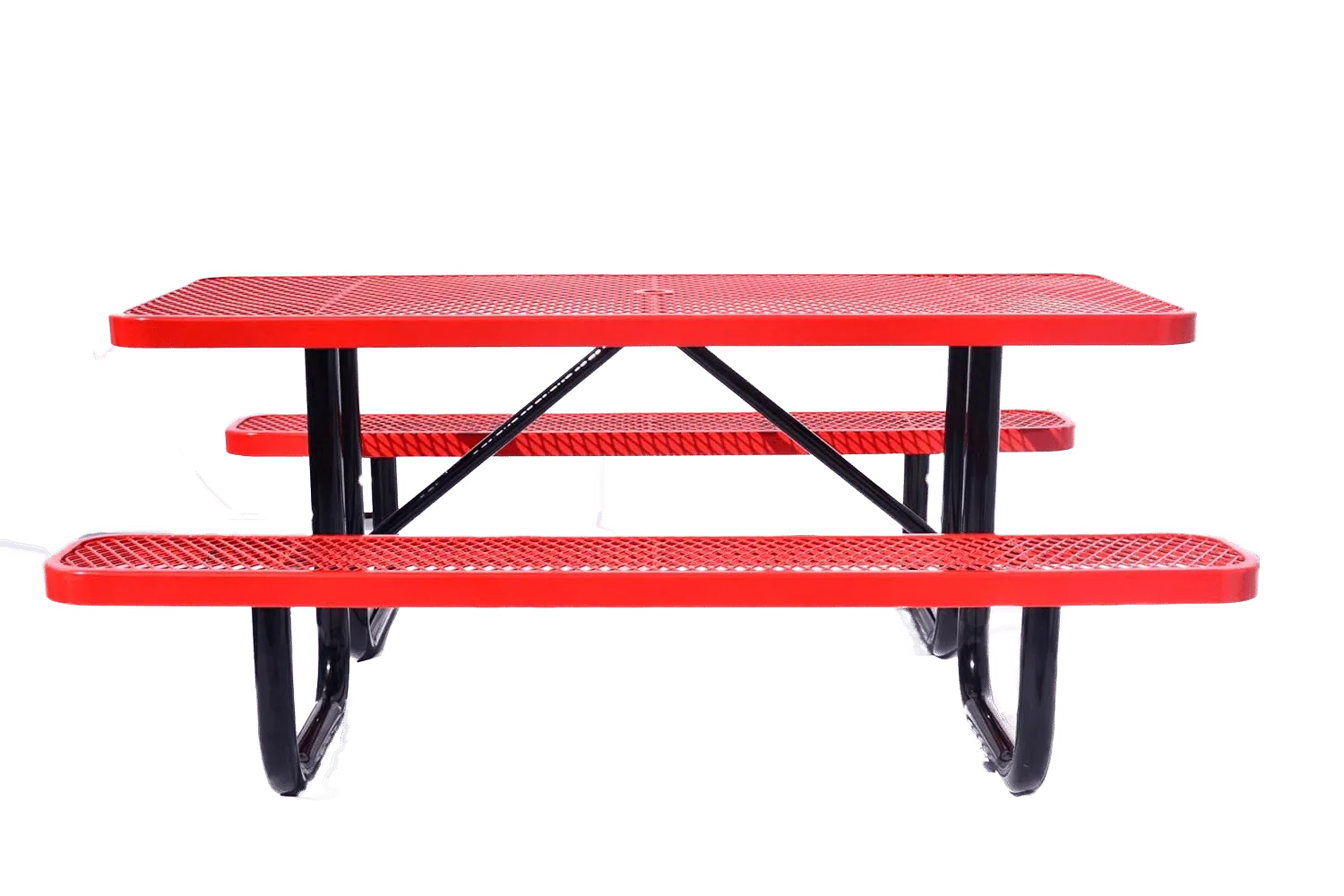 Outdoorsiness 6ft Rectangular Expanded Metal Picnic Table, Black - UL Certified, Thermoplastic Coated, Commercial Grade