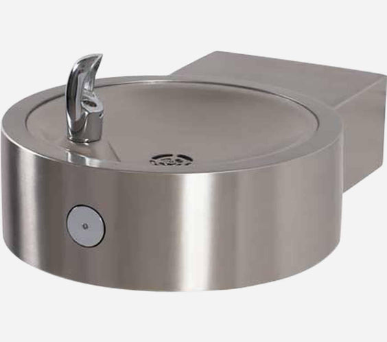 Round Stainless Steel Wall Mounted Drinking Fountain - Outdoorsiness