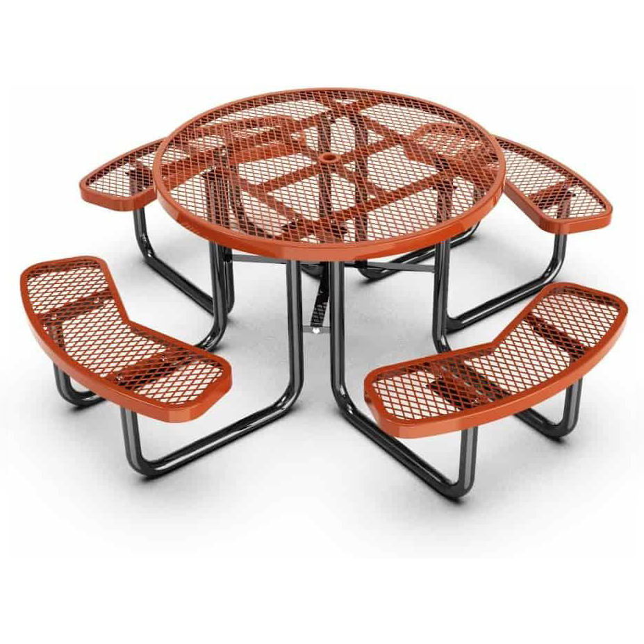 Quick Ship Round Picnic Table 46" Round Expanded Metal - Portable Commercial Picnic Table