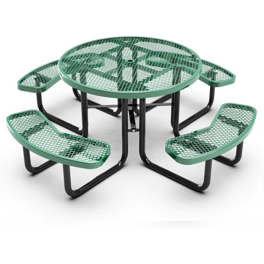 Quick Ship Round Picnic Table 46" Round Expanded Metal - Portable Commercial Picnic Table