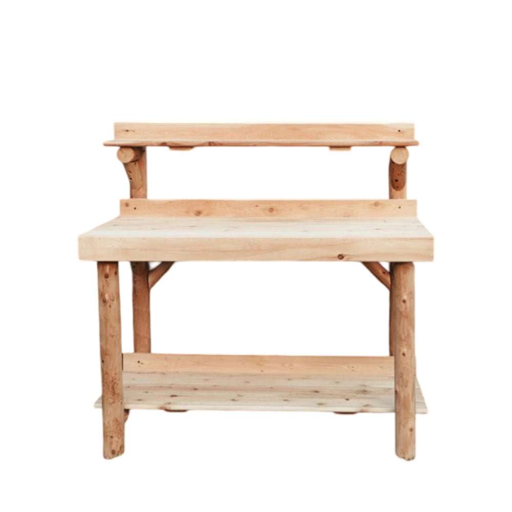 Rustic Northern White Cedar Log 4-Foot Potting Table – USA Made - Outdoorsiness