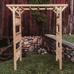 Rustic Northern White Cedar Log Large Garden Arbor – USA Made - Outdoorsiness