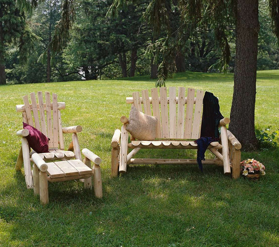 Rustic Northern White Cedar Log Ottoman – USA Made - Outdoorsiness